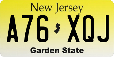NJ license plate A76XQJ