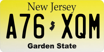 NJ license plate A76XQM