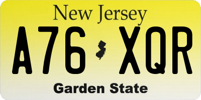 NJ license plate A76XQR
