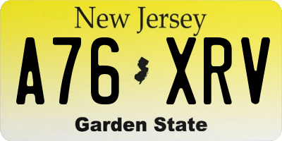 NJ license plate A76XRV