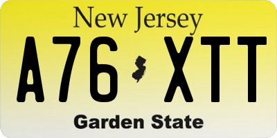 NJ license plate A76XTT