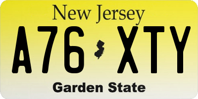 NJ license plate A76XTY