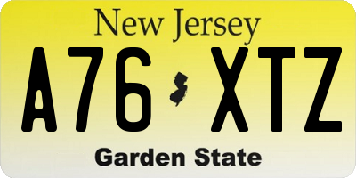 NJ license plate A76XTZ