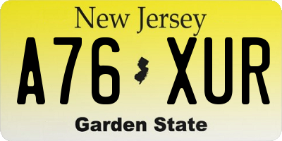 NJ license plate A76XUR
