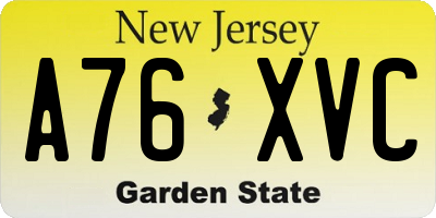 NJ license plate A76XVC