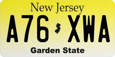 NJ license plate A76XWA