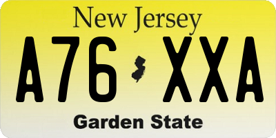 NJ license plate A76XXA