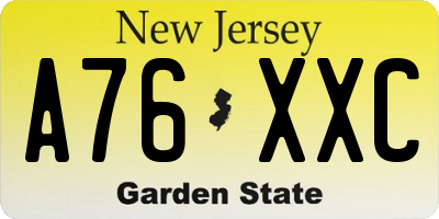 NJ license plate A76XXC
