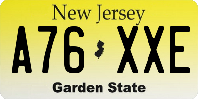 NJ license plate A76XXE