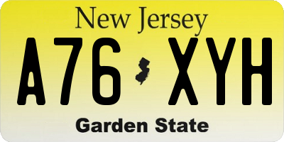 NJ license plate A76XYH
