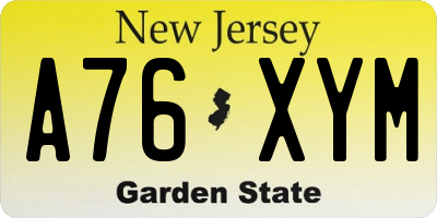 NJ license plate A76XYM