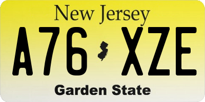 NJ license plate A76XZE