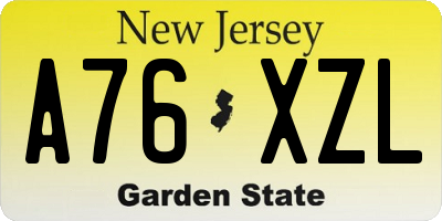 NJ license plate A76XZL