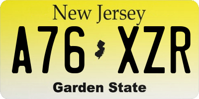 NJ license plate A76XZR