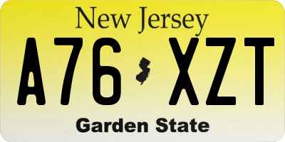 NJ license plate A76XZT