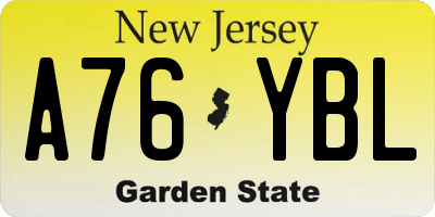 NJ license plate A76YBL