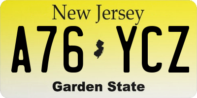 NJ license plate A76YCZ