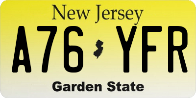 NJ license plate A76YFR