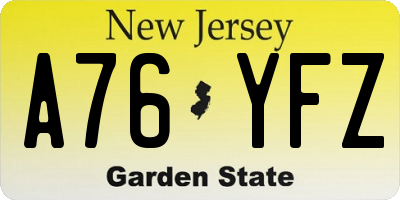 NJ license plate A76YFZ