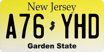 NJ license plate A76YHD