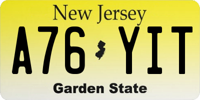 NJ license plate A76YIT