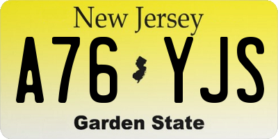 NJ license plate A76YJS