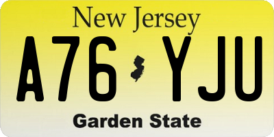 NJ license plate A76YJU