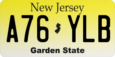 NJ license plate A76YLB
