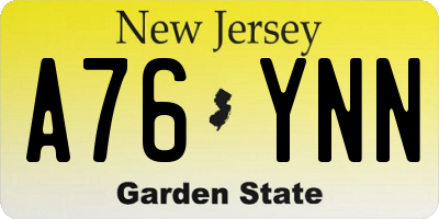 NJ license plate A76YNN