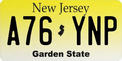 NJ license plate A76YNP