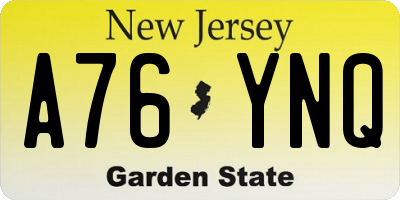 NJ license plate A76YNQ
