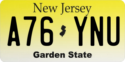 NJ license plate A76YNU