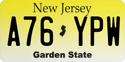 NJ license plate A76YPW