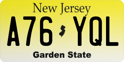 NJ license plate A76YQL