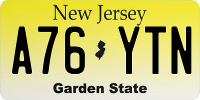 NJ license plate A76YTN
