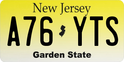 NJ license plate A76YTS