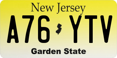 NJ license plate A76YTV