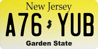 NJ license plate A76YUB