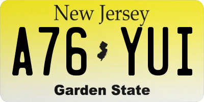 NJ license plate A76YUI