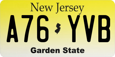 NJ license plate A76YVB