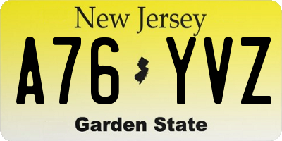 NJ license plate A76YVZ