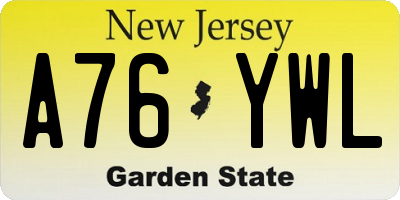 NJ license plate A76YWL