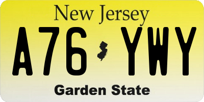 NJ license plate A76YWY