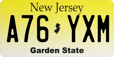 NJ license plate A76YXM