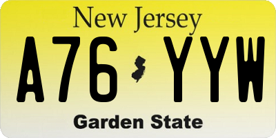 NJ license plate A76YYW