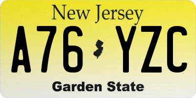 NJ license plate A76YZC