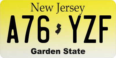 NJ license plate A76YZF