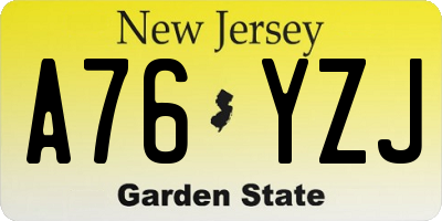 NJ license plate A76YZJ