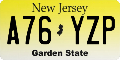 NJ license plate A76YZP