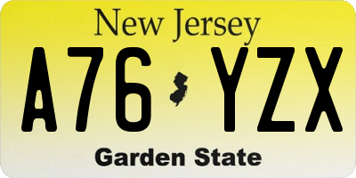 NJ license plate A76YZX